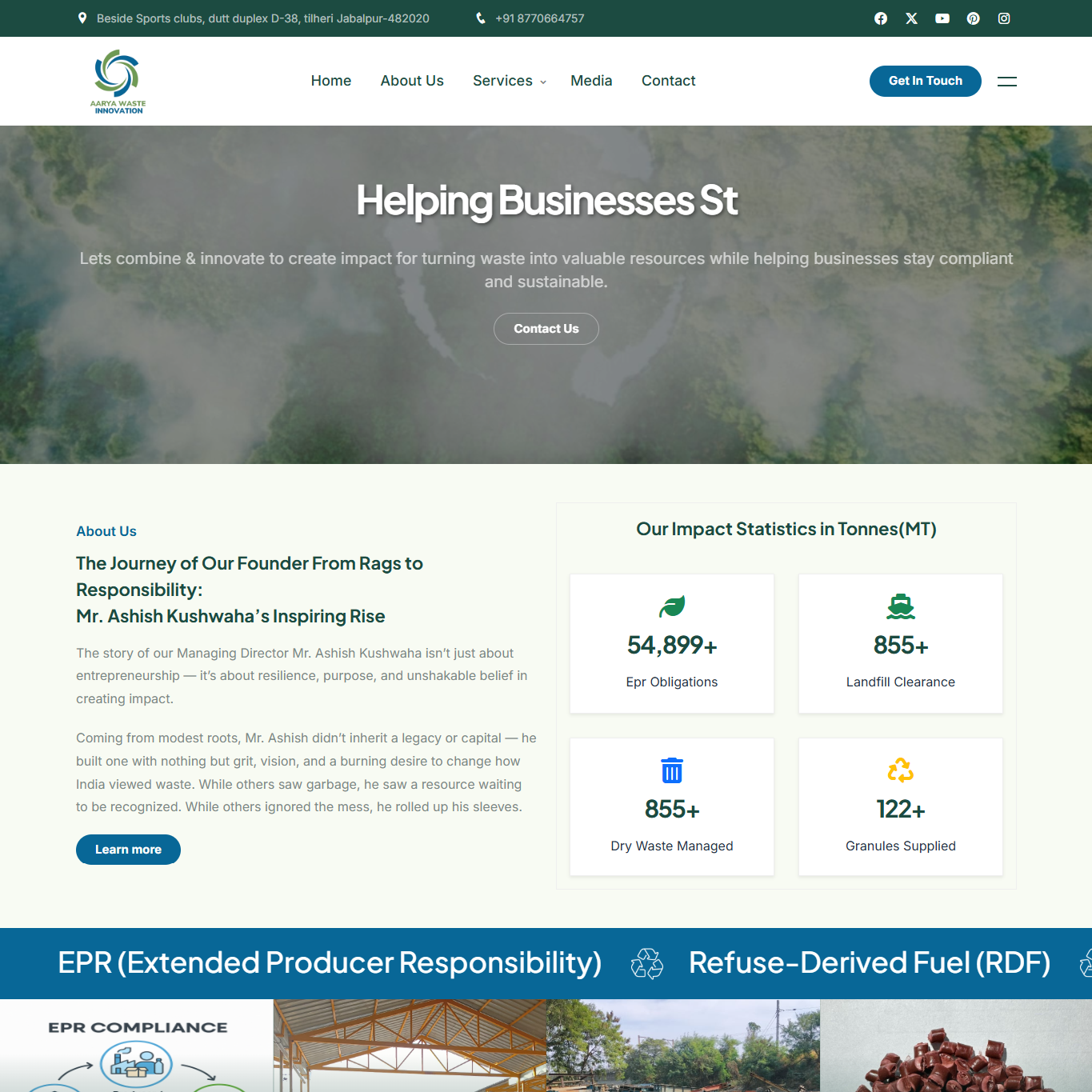 Aarya Waste Innovations — Waste Management Corporate Website